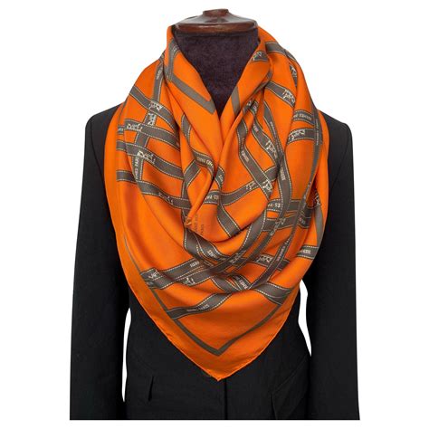 orange hermes scarf|Hermes orange silk scarf.